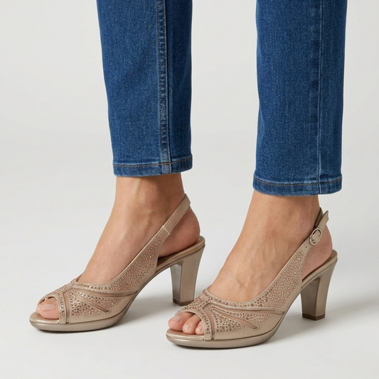 Thea | Comfortable Heeled Sandals for Women with Diamante Details