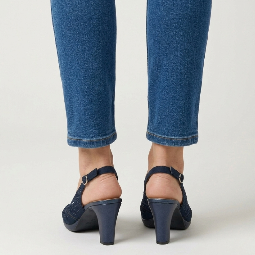 Thea | Comfortable Heeled Sandals for Women with Diamante Details