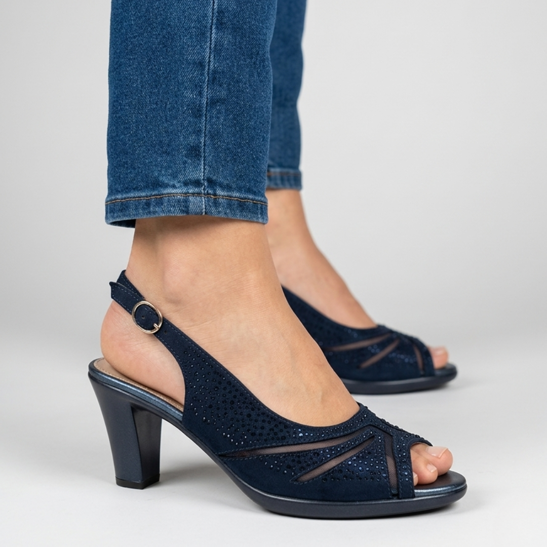 Thea | Comfortable Heeled Sandals for Women with Diamante Details
