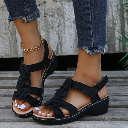 Zita | Flat Sandals for Women with Ruffle Flower