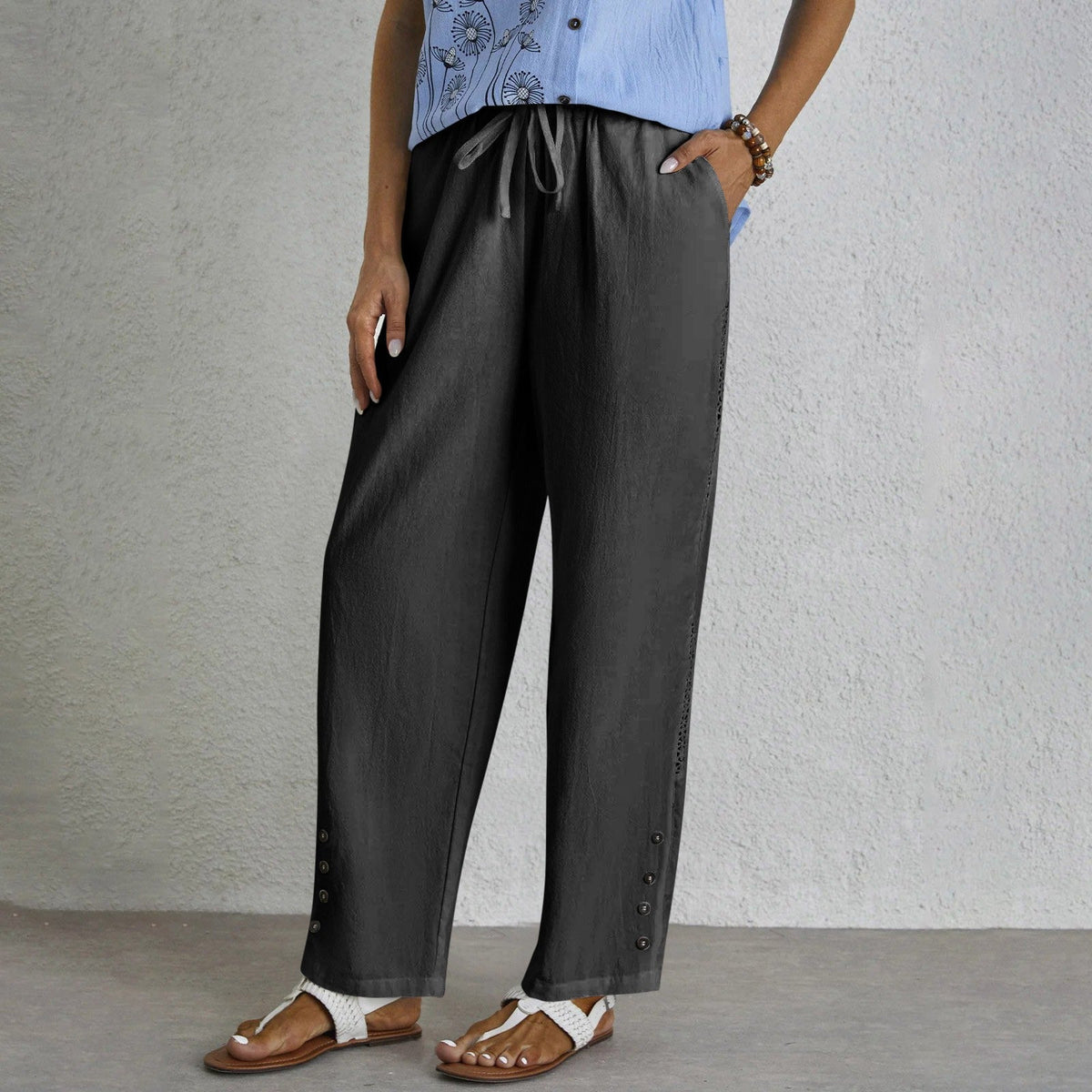 Shana | Relaxed Pants with Button Detail