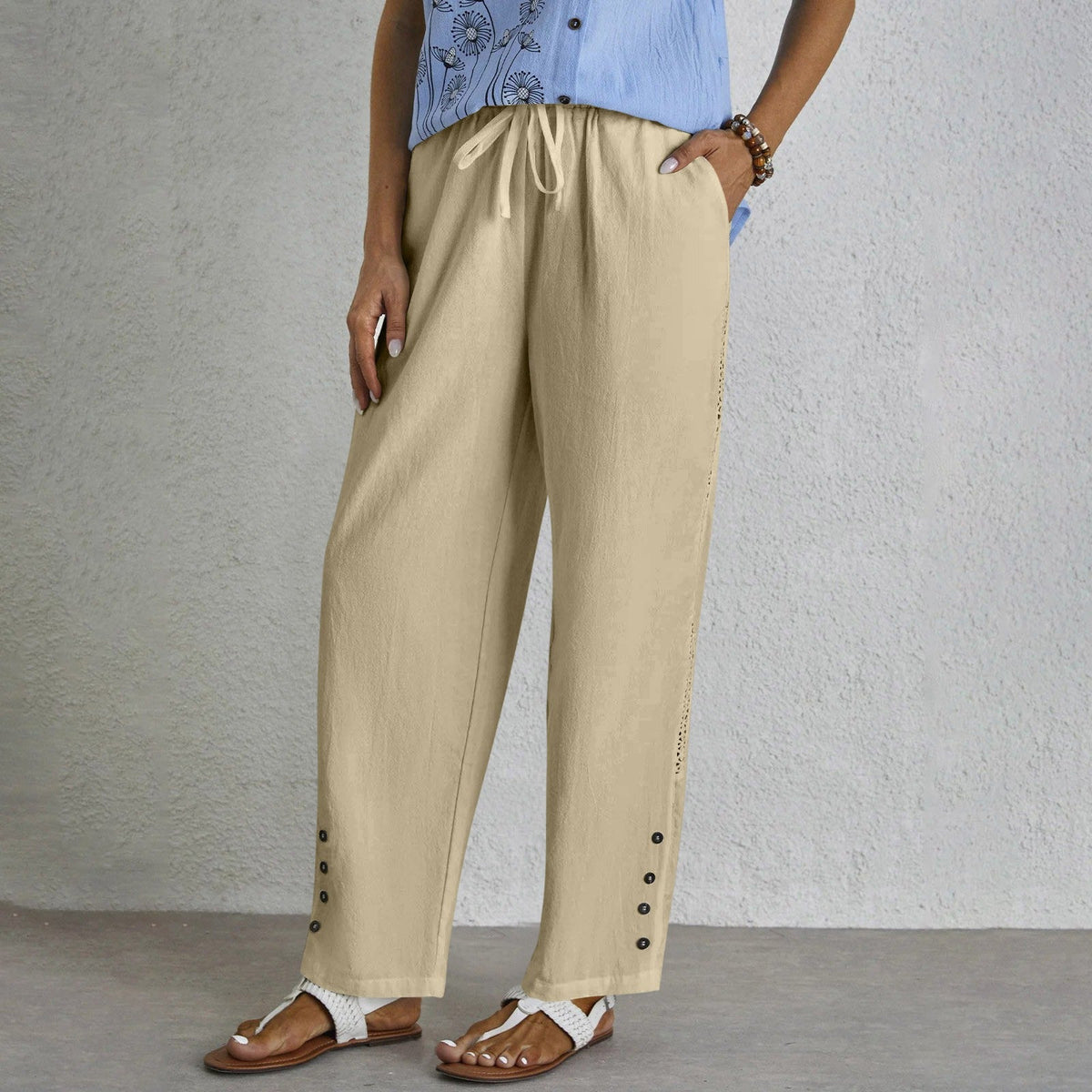 Shana | Relaxed Pants with Button Detail