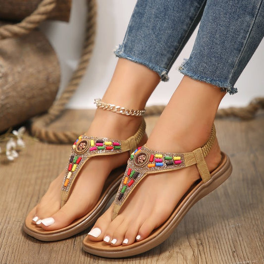 Greta | Toe-Post Sandals with Jewel Detail