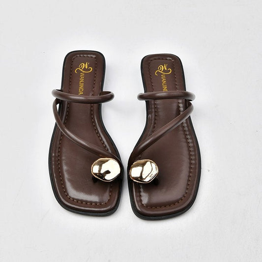 Inga | Strappy Sandals with Metal Accent