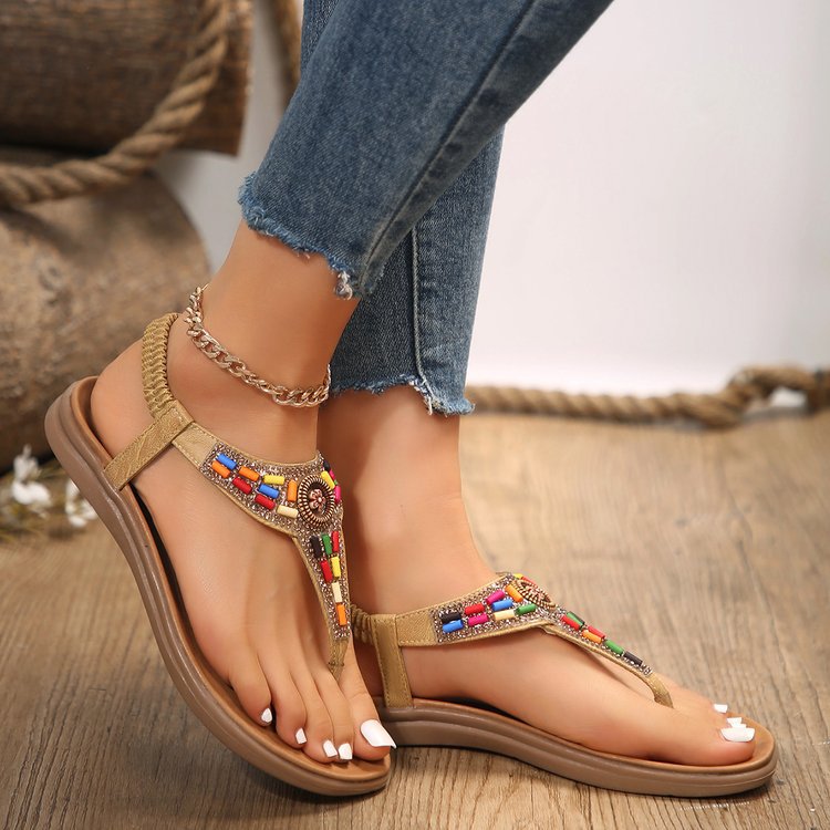 Greta | Toe-Post Sandals with Jewel Detail
