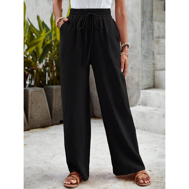 Zeba | Light Wide-Leg Pants with Drawstring Waist
