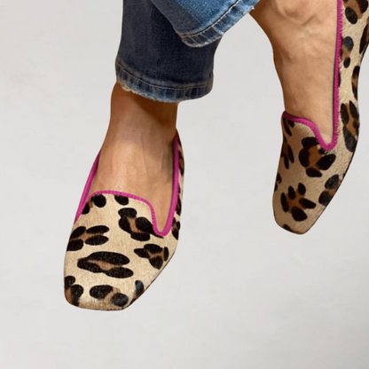 Mere Women's Leopard Loafers with Contrast Piping