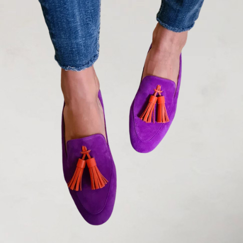 Tui Women's Purple Suede Tassel Loafers