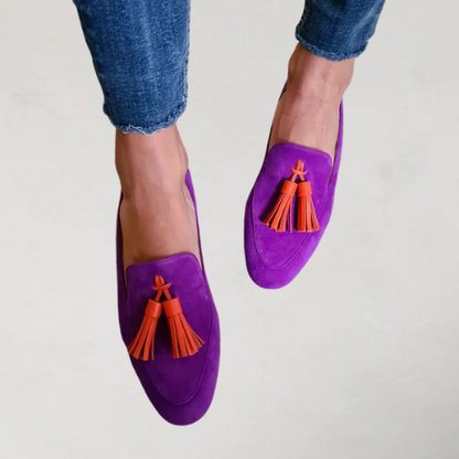 Tui Women's Purple Suede Tassel Loafers