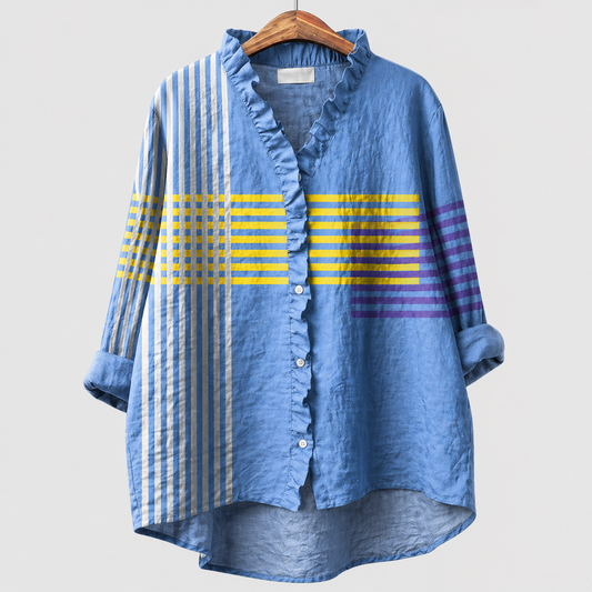 Annette | Blue Elegant Summer Blouse