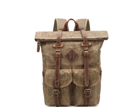 Picton cotton canvas laptop backpack in Khaki — Beverley Lane