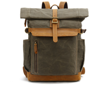 Katoomba waxed canvas laptop backpack in Army Green — Beverley Lane