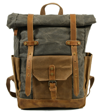 Daylesford waxed canvas rolltop backpack in Army Green — Beverley Lane