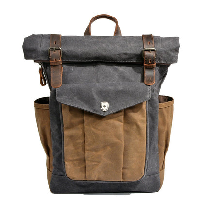 Wellington waxed canvas rolltop backpack in Dark Grey — Beverley Lane