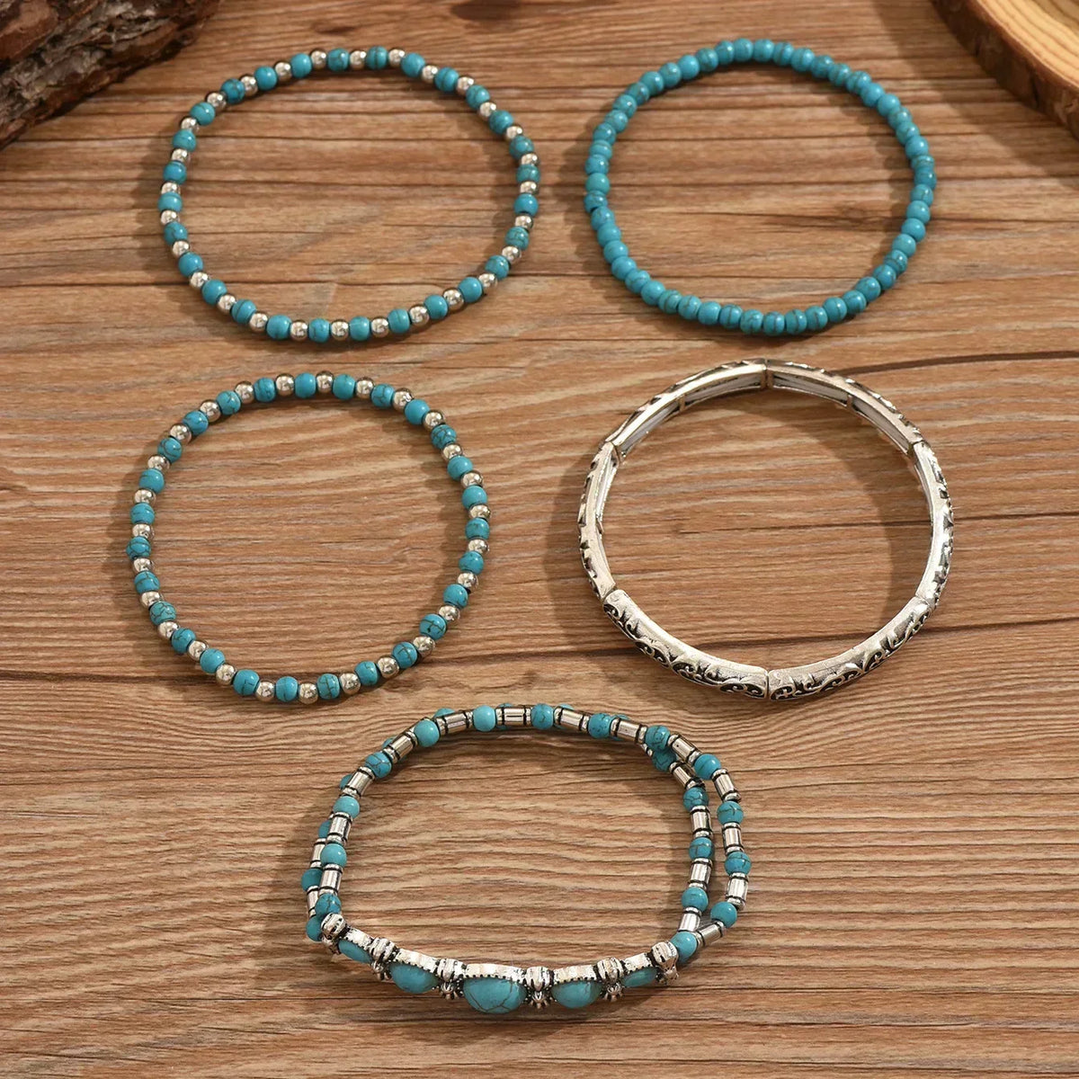 Agnes | 5-Piece Turquoise Bracelet Set