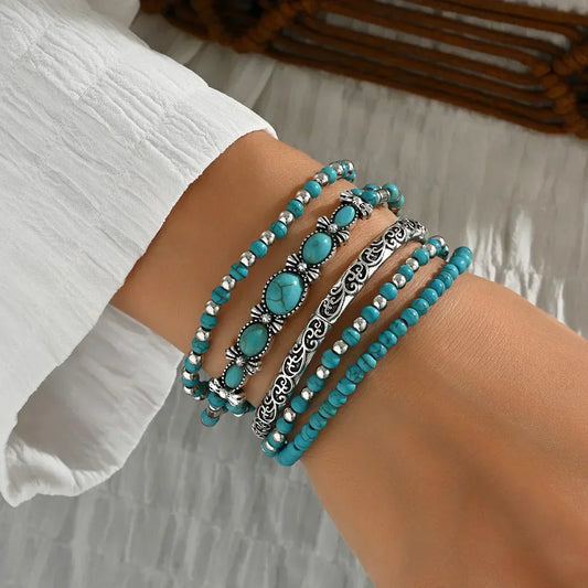 Agnes | 5-Piece Turquoise Bracelet Set
