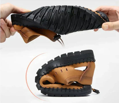 Wesley | Outdoor Aviator Sandals in Leather with Toe Wrap