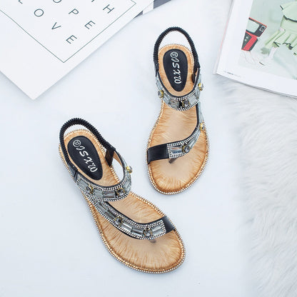 Katrina | T-Strap Sandals with Diamante
