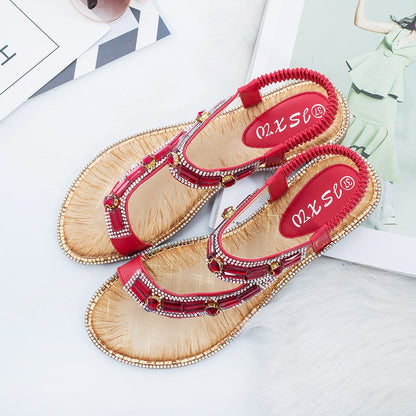 Katrina | T-Strap Sandals with Diamante