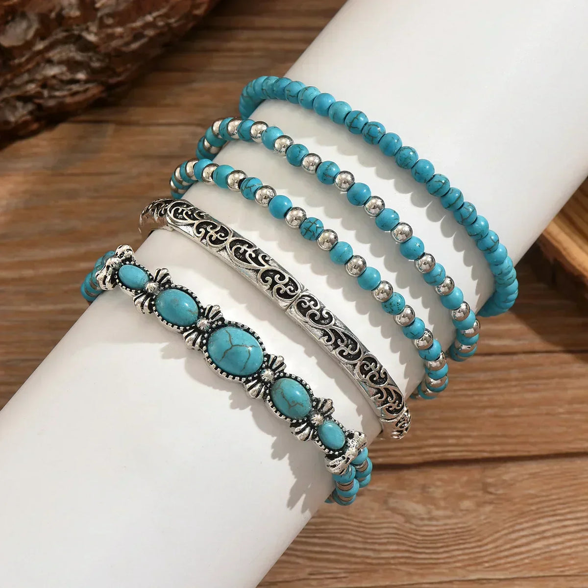 Agnes | 5-Piece Turquoise Bracelet Set