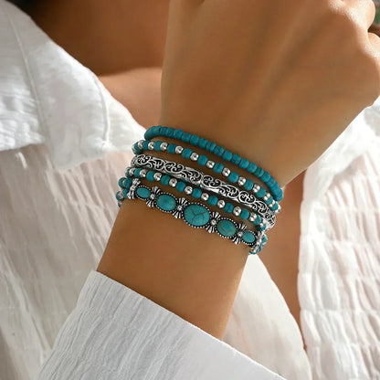 Agnes | 5-Piece Turquoise Bracelet Set
