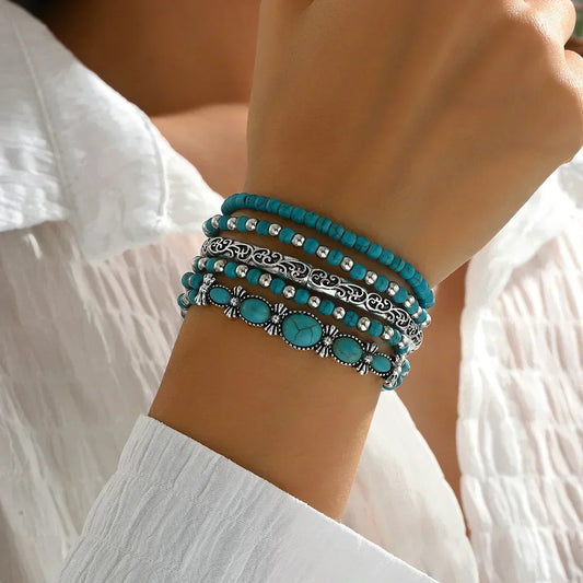 Agnes | 5-Piece Turquoise Bracelet Set