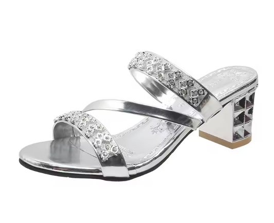 Dietlinde | Strass-Sandalen mit Blockabsatz
