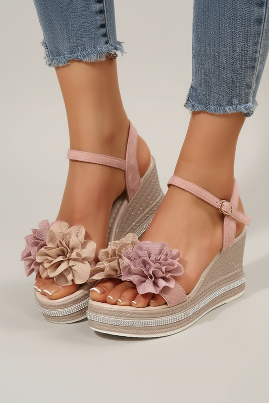 Tabitha | Feminine Wedge Sandals with Soft Floral Straps
