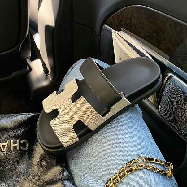 Elsie | H-Strap Sandals with Velcro Fastening