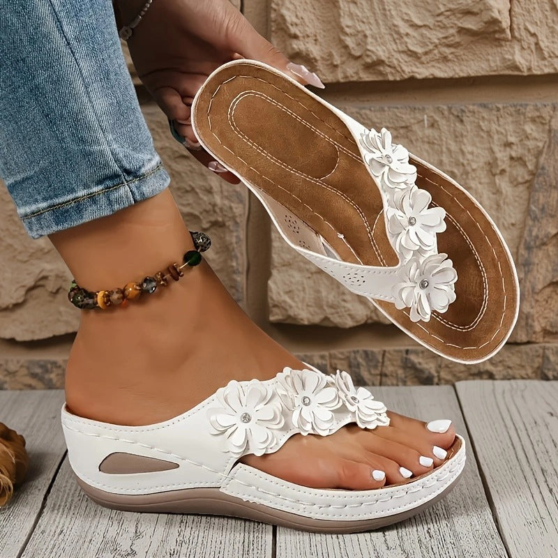 Elsie | Comfort Sandals with Decorative Floral Straps