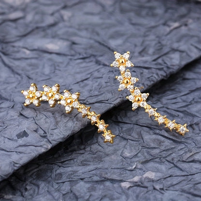 Alex | Floral Line Cubic Zirconia Earrings