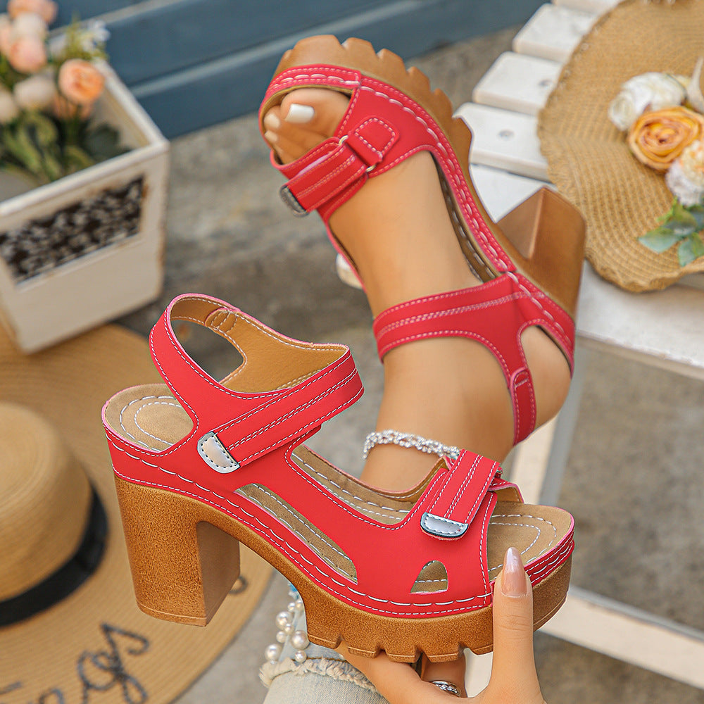 Rosa | Plateau-Sandalen mit Blockabsatz