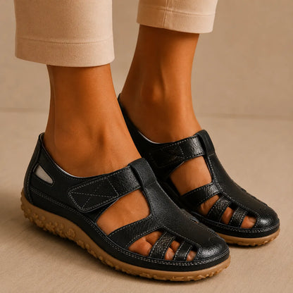 Elfrida | Comfort Sandals in Faux Leather with Velcro Fastening