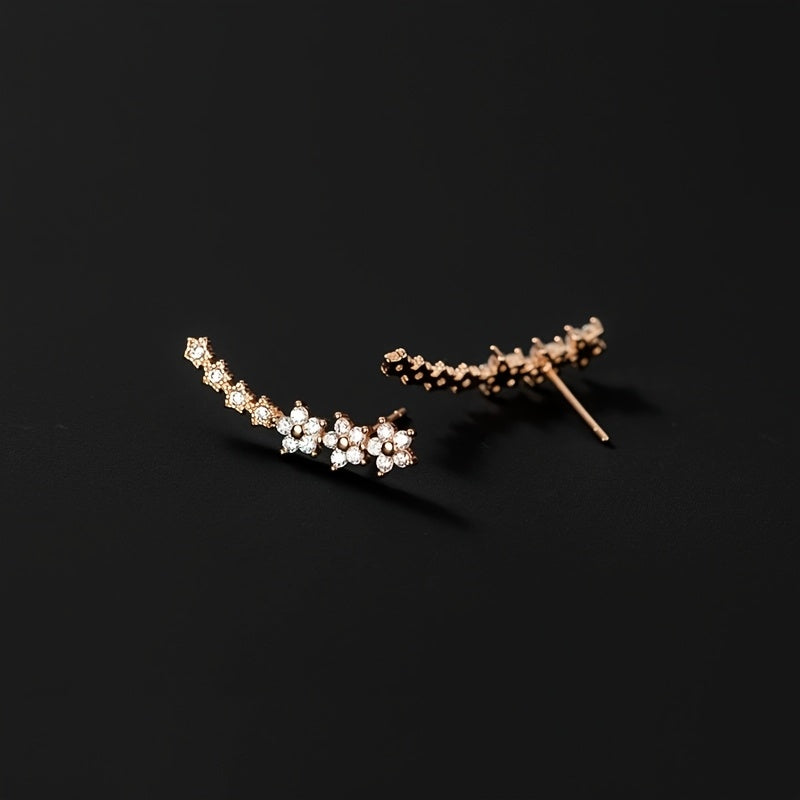 Alex | Floral Line Cubic Zirconia Earrings