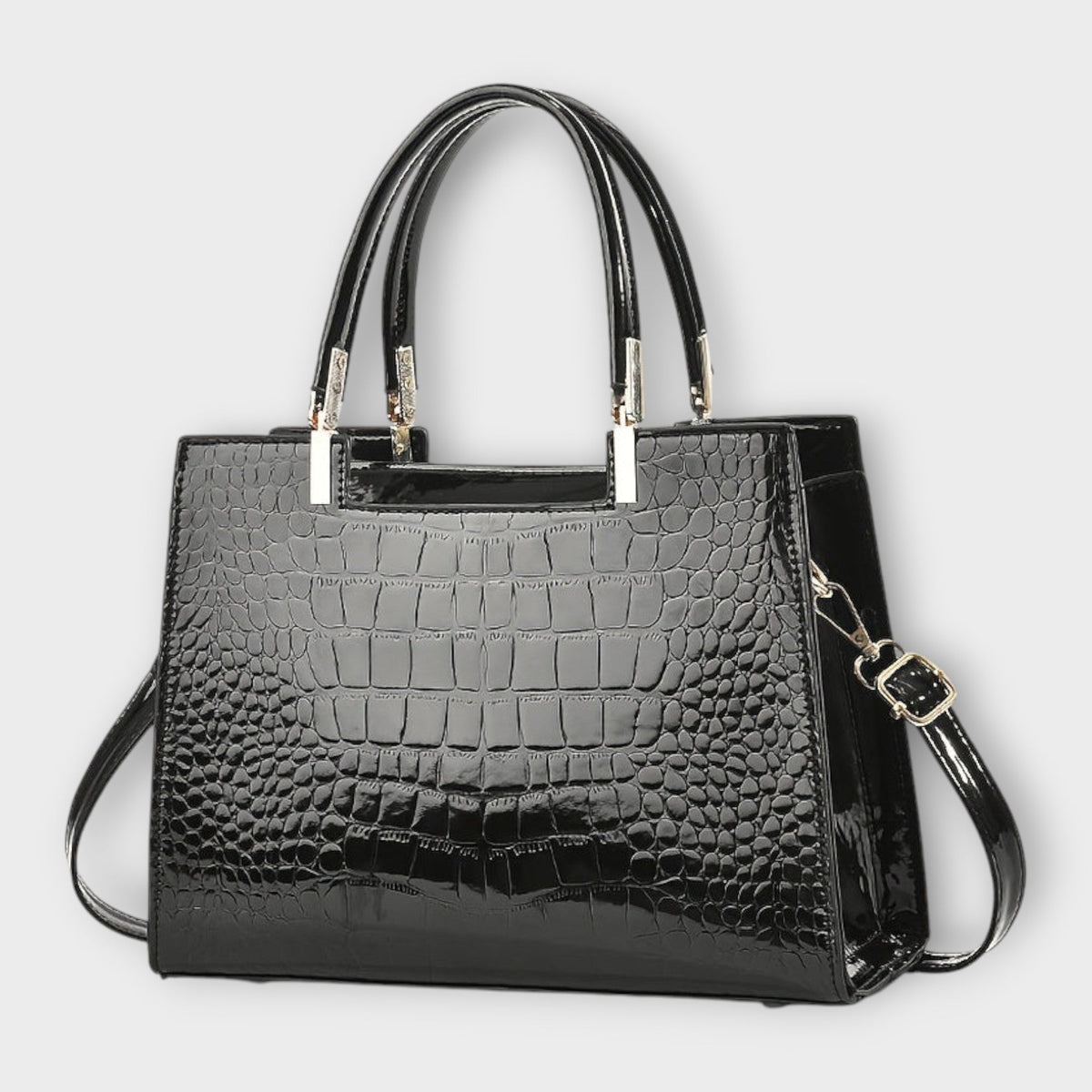 Frances | Glossy Crocodile-Look Handbag
