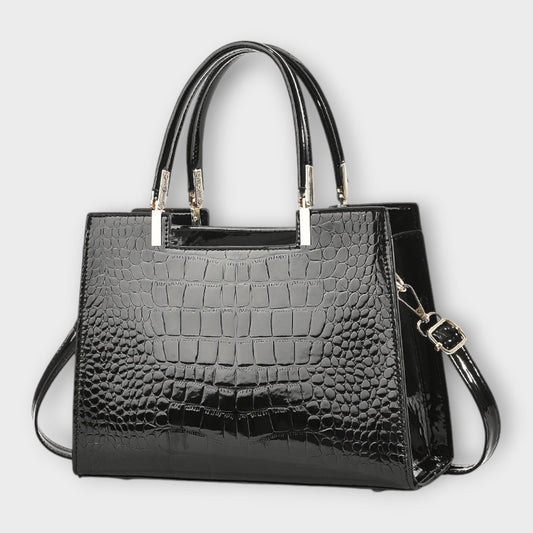 Frances | Glossy Crocodile-Look Handbag
