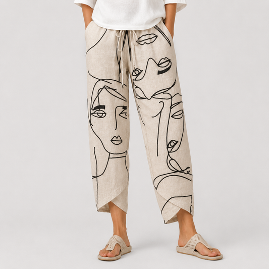 Nahia | Wide-Leg Pants with Artistic Print