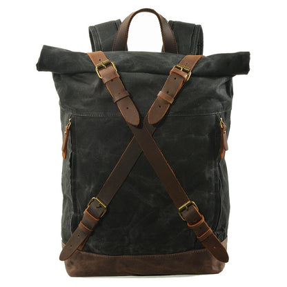 Invercargill waxed canvas rolltop backpack in Black — Beverley Lane
