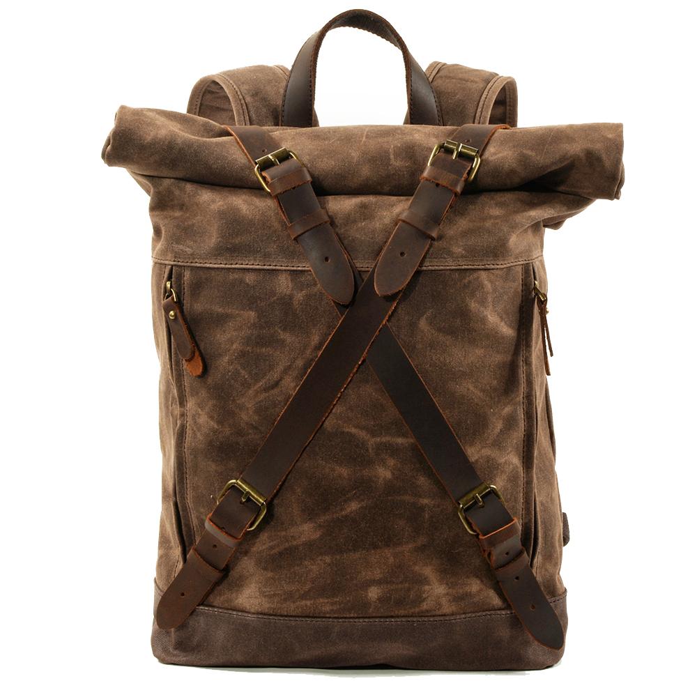 Invercargill waxed canvas rolltop backpack in Coffee — Beverley Lane