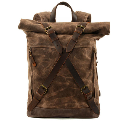 Invercargill waxed canvas rolltop backpack in Coffee — Beverley Lane