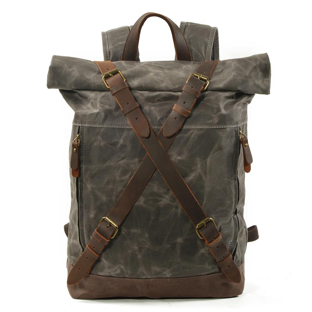 Invercargill waxed canvas rolltop backpack in Military Green — Beverley Lane