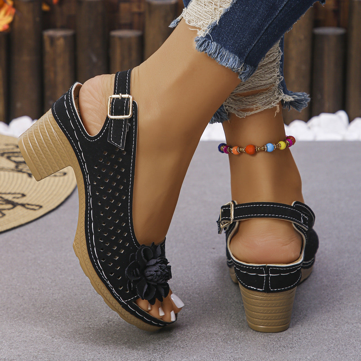 Melanie | Chic Floral Wedge Sandals
