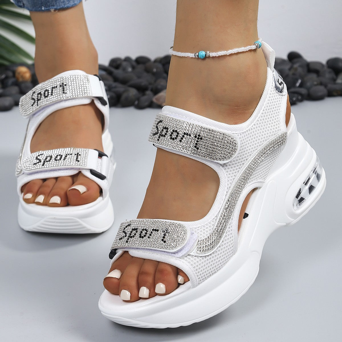 Inga | Orthopaedic Comfort Platform Sandals with Crystal Straps