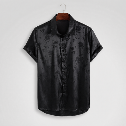 Damian | Jacquard Weave Short-Sleeve Shirt with Floral Pattern for Men