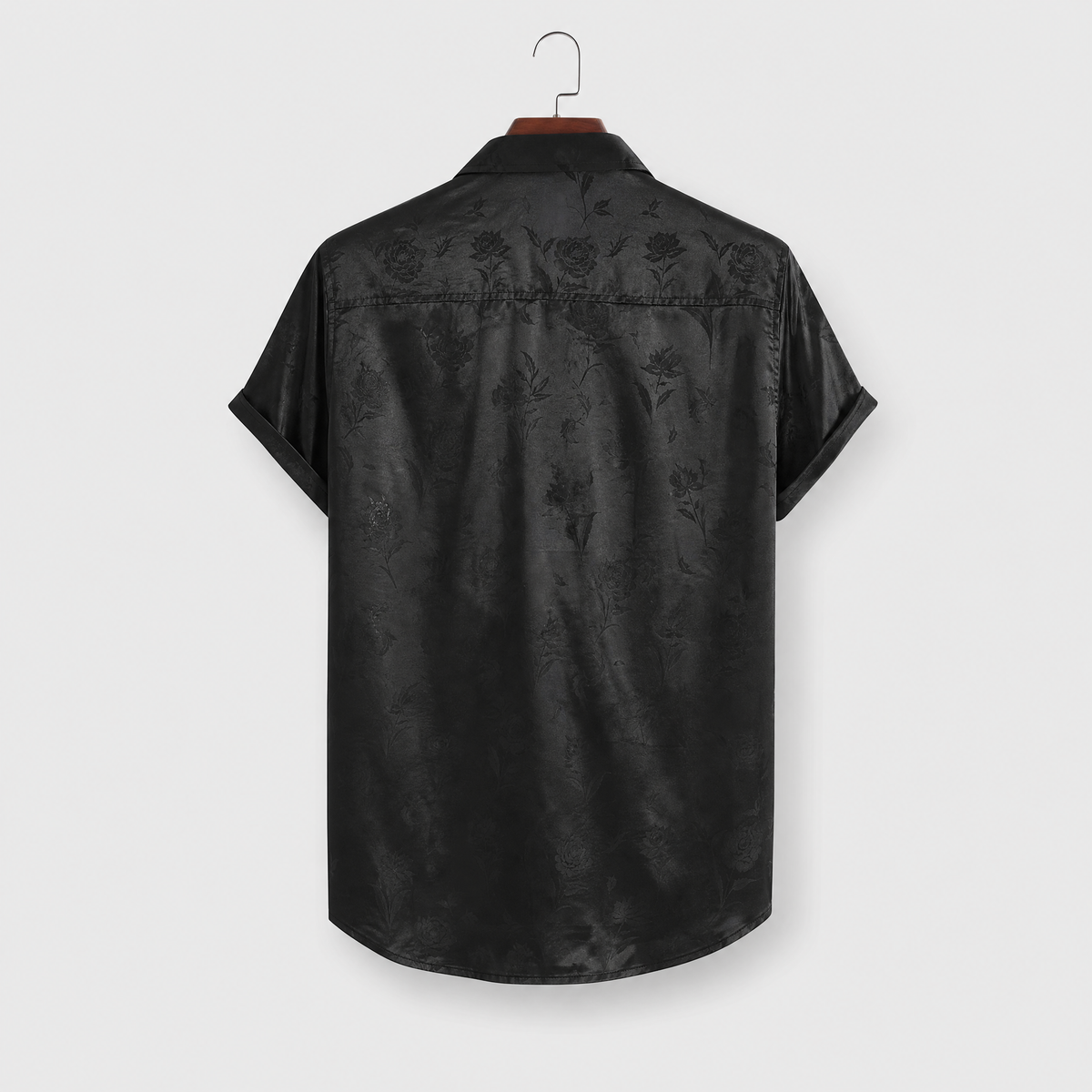 Damian | Jacquard Weave Short-Sleeve Shirt with Floral Pattern for Men