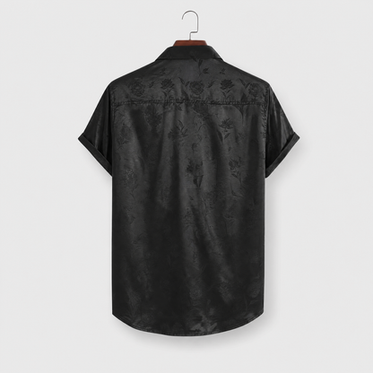 Damian | Jacquard Weave Short-Sleeve Shirt with Floral Pattern for Men