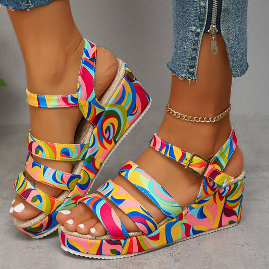 Seraphina | Colourful Wedge Sandals with Stable Platform