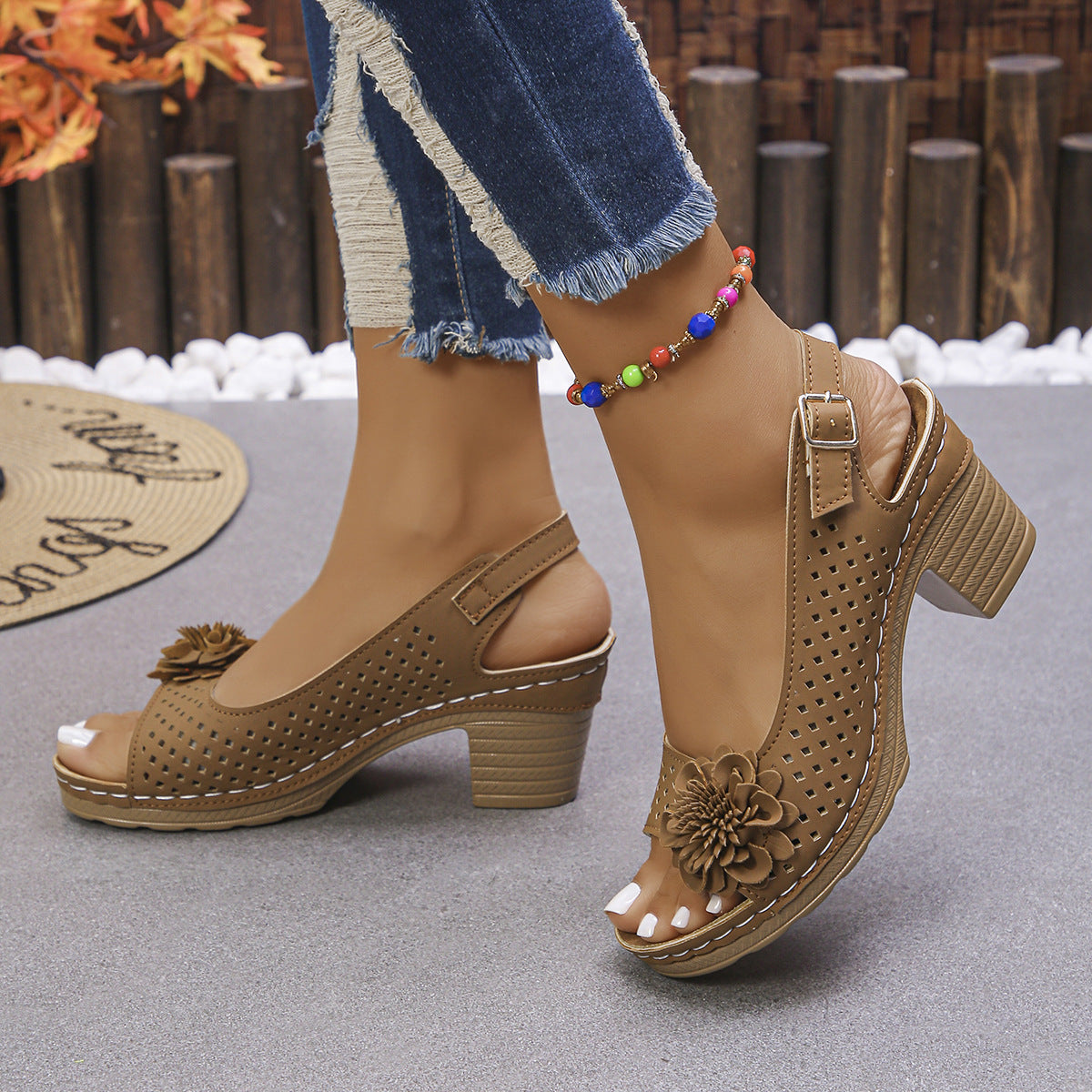 Melanie | Chic Floral Wedge Sandals