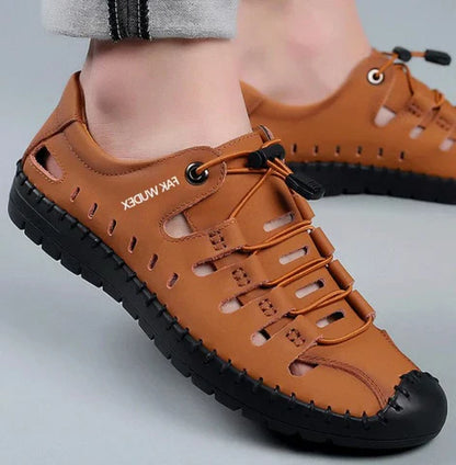 Wesley | Outdoor Aviator Sandals in Leather with Toe Wrap