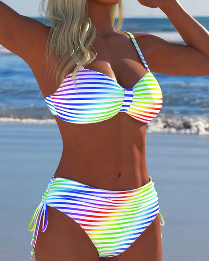 Dorothy | Colourful Bikini Set with Stripe Pattern
